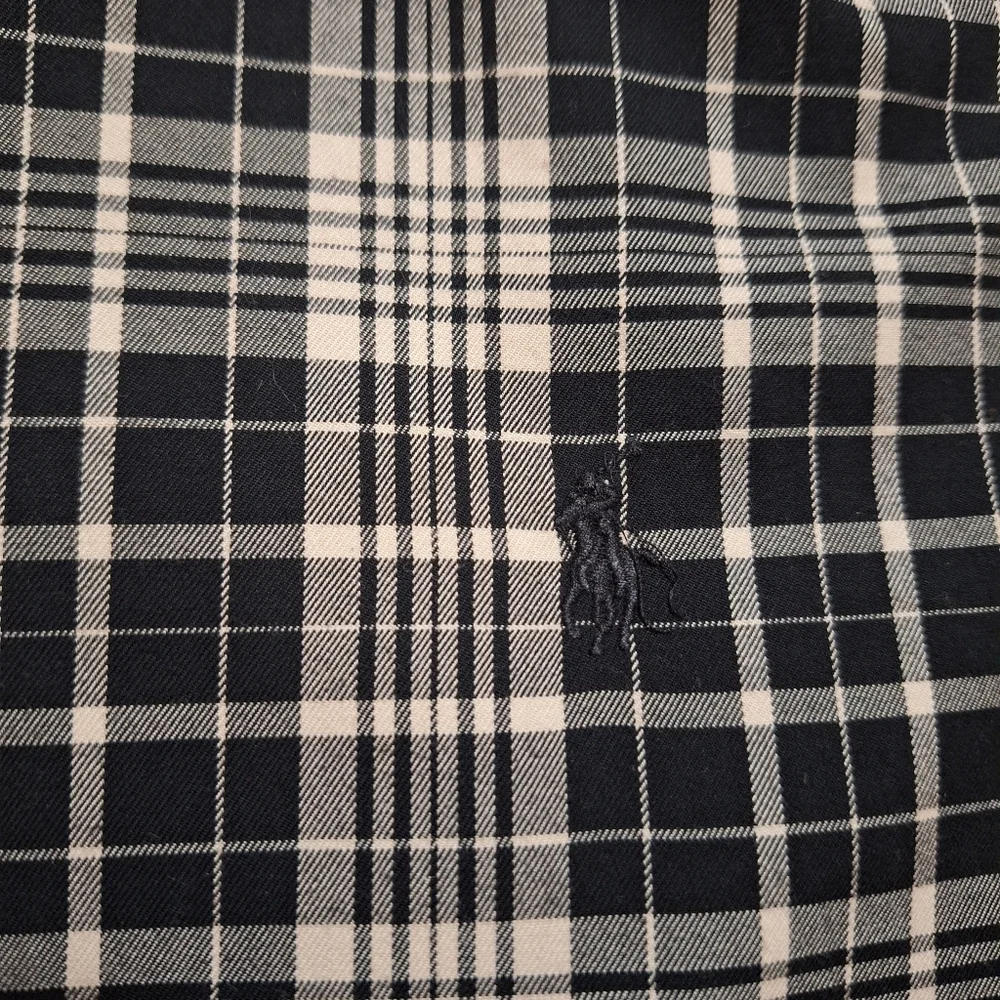 Ralph Lauren Mens‎ Blake Plaid Black Beige Size XL Long Sleeve Button Down Shirt - Picture 4 of 6